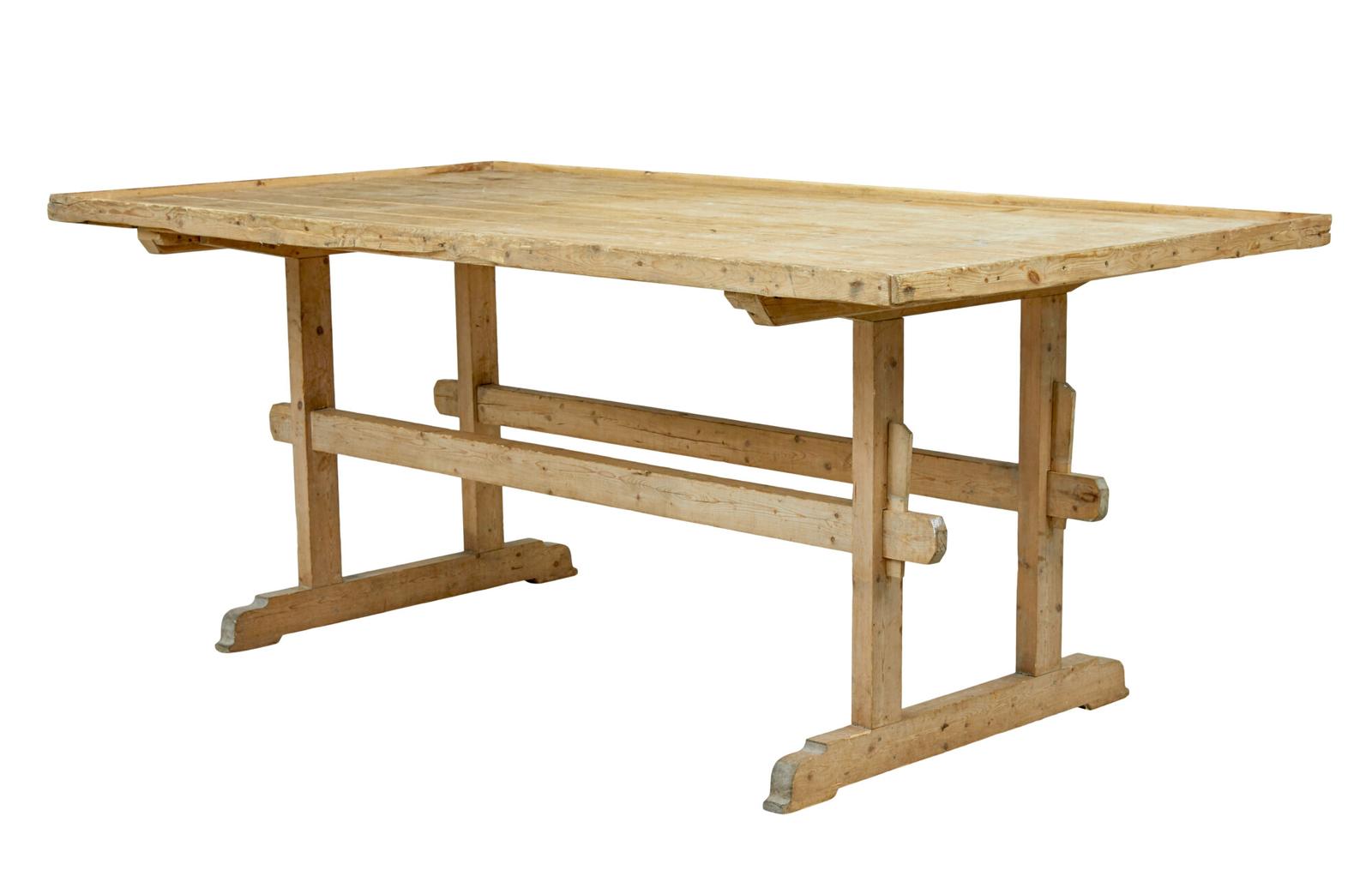 19th Century Swedish Pine Trestle Bakers Table (1 of 9) 19th Century Swedish Pine Trestle Bakers Table (1 of 9)