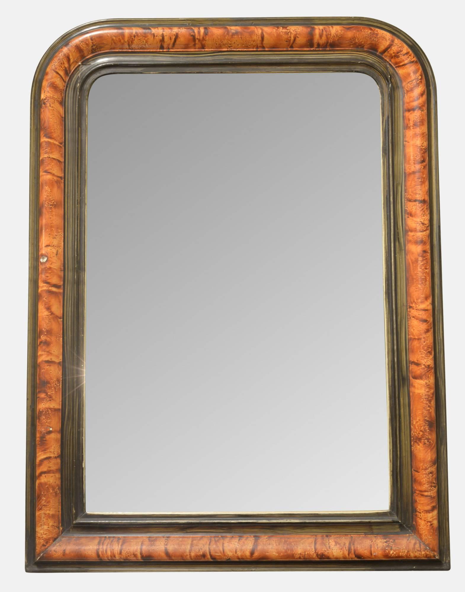French Faux Tortoiseshell Painted Mirror c.1870 (1 of 1) French Faux Tortoiseshell Painted Mirror c.1870 (1 of 1)