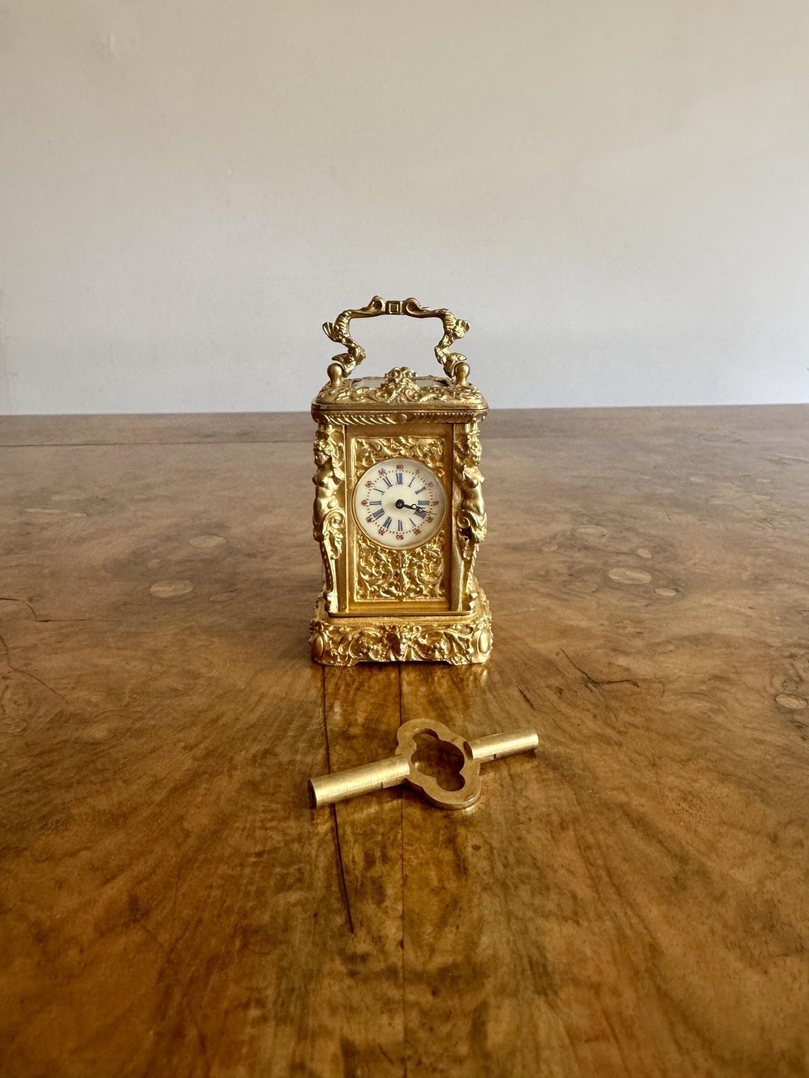 Beautiful Quality Antique Victorian Ornate Brass Miniature Carriage Clock (1 of 6) Beautiful Quality Antique Victorian Ornate Brass Miniature Carriage Clock (1 of 6)