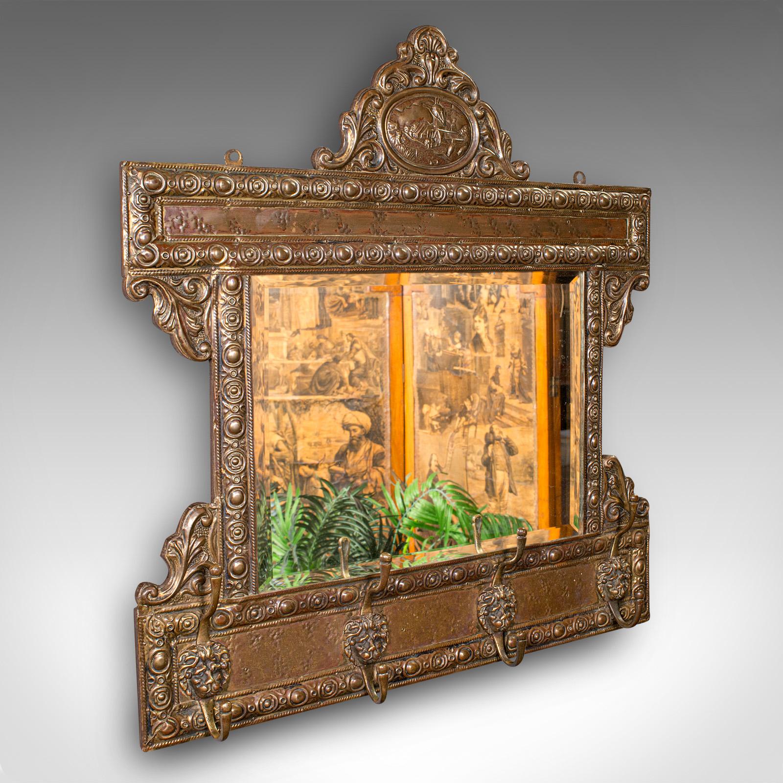 Antique Hallway Valet Mirror, Dutch, Brass, Reception, Wall c.1910 (1 of 9) Antique Hallway Valet Mirror, Dutch, Brass, Reception, Wall c.1910 (1 of 9)