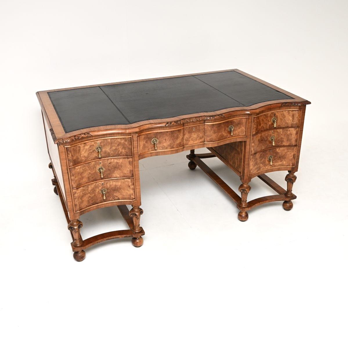 Antique Burr Walnut Leather Top Partners Desk by Maple & Co (1 of 10) Antique Burr Walnut Leather Top Partners Desk by Maple & Co (1 of 10)