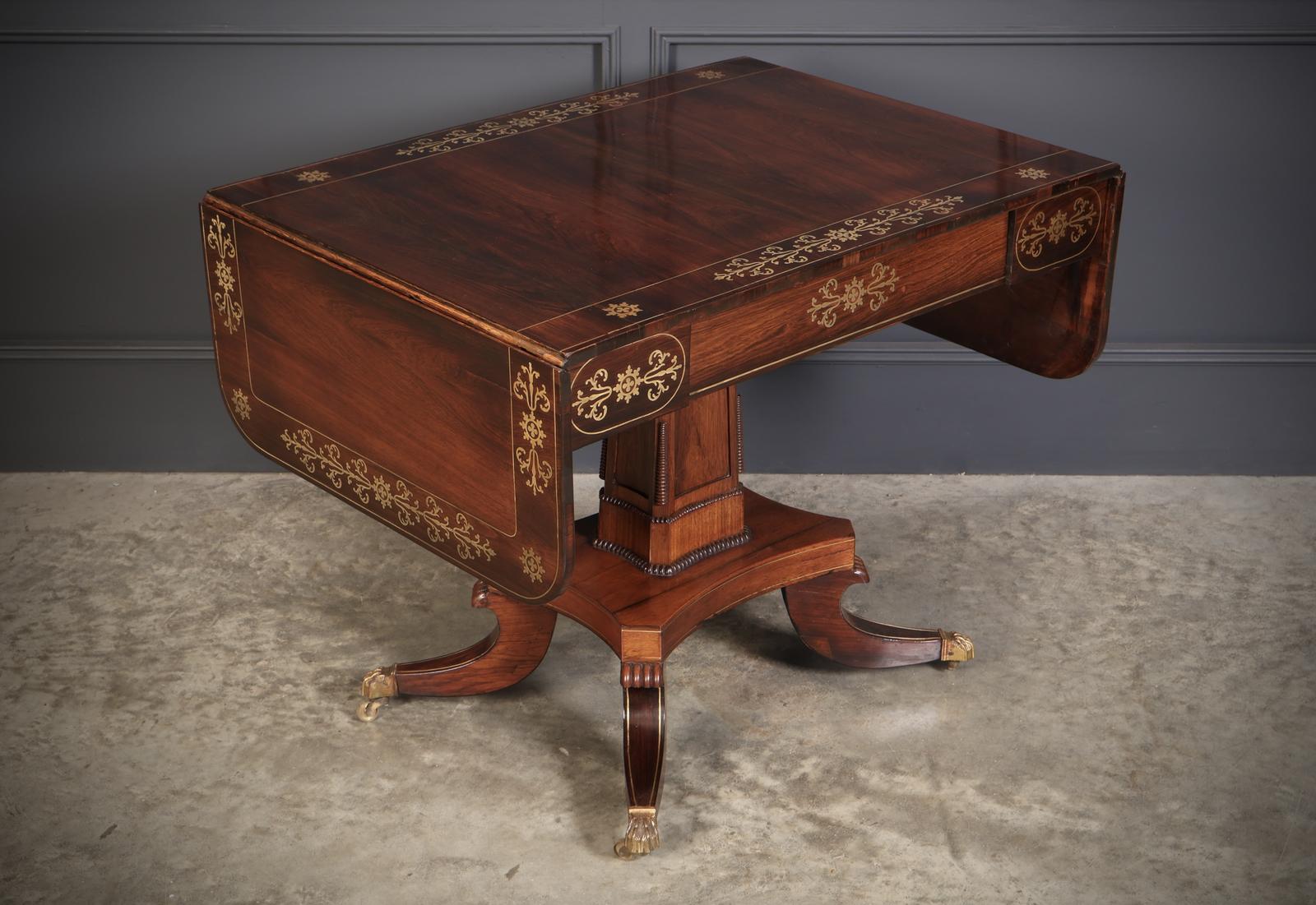 Regency Rosewood Brass Inlaid Sofa Table (1 of 21)