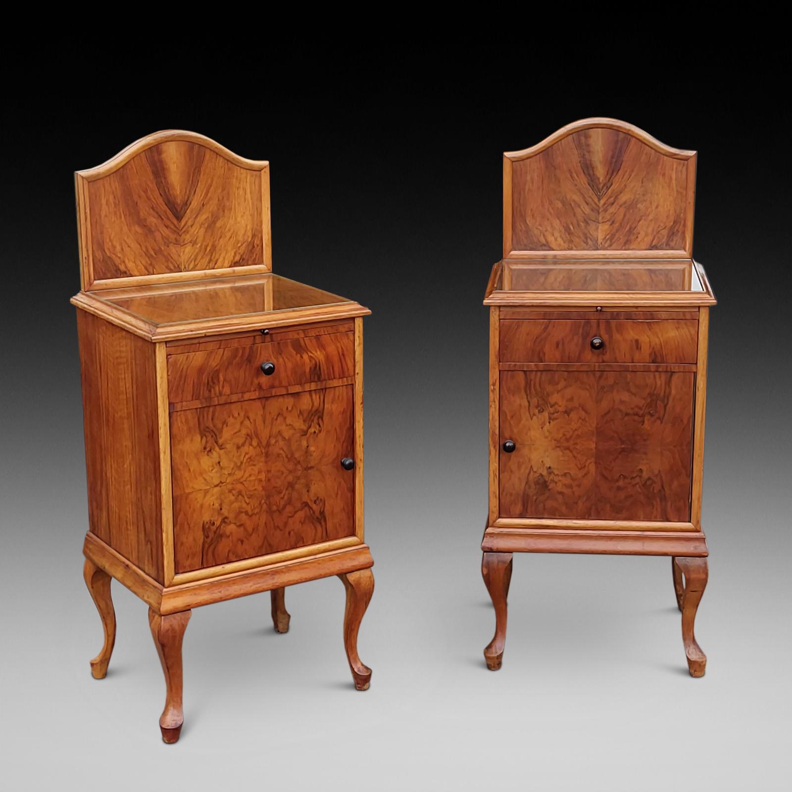 Pair of Art Deco Figured Walnut Bedside Cabinets (1 of 12)