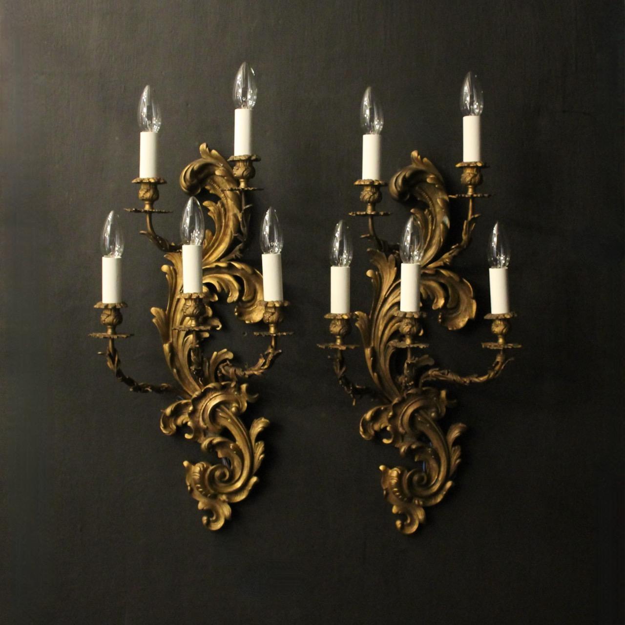 French Pair of Gilded Antique Wall Lights (1 of 10) French Pair of Gilded Antique Wall Lights (1 of 10)