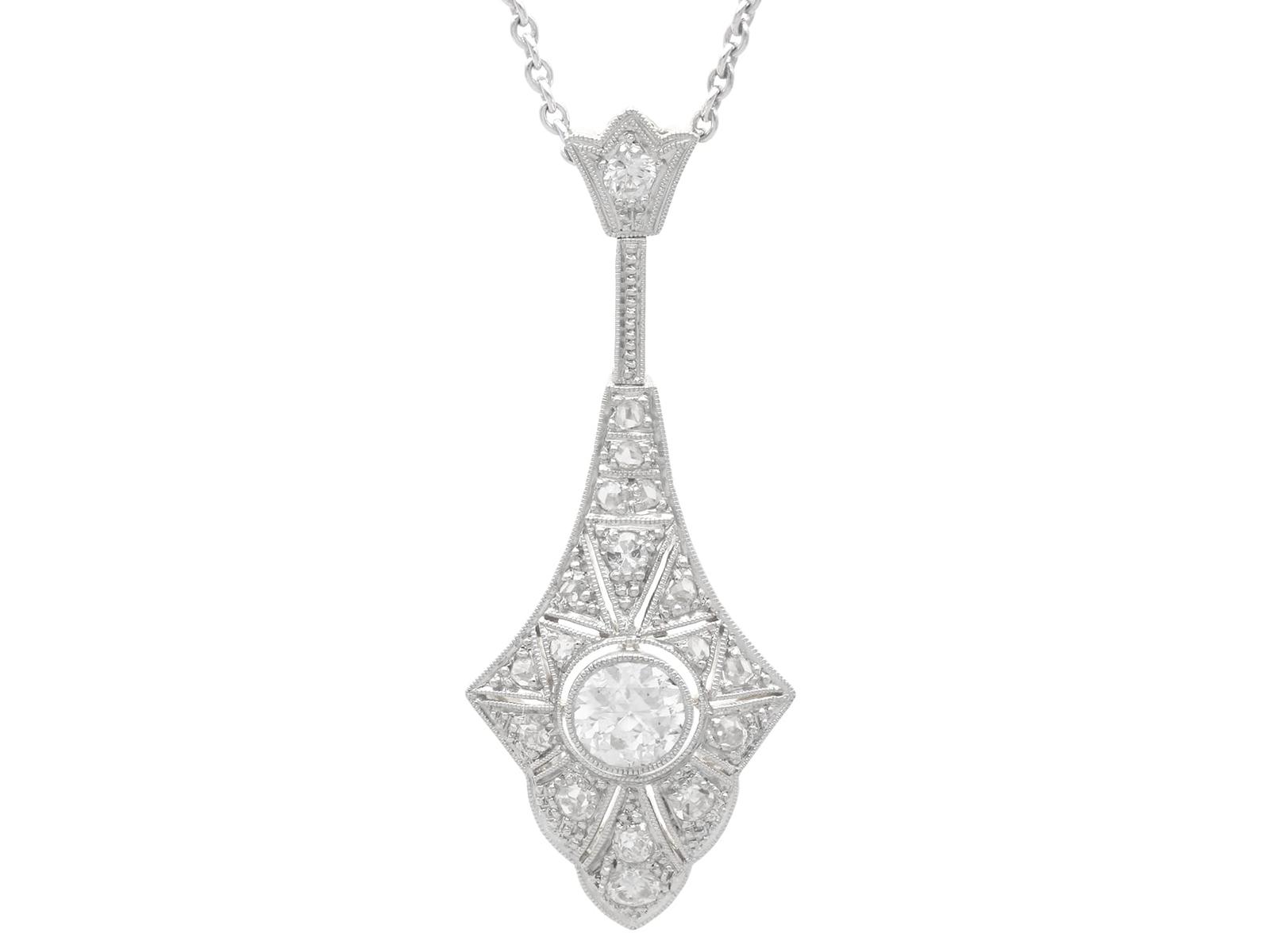 Art Deco 0.76ct Diamond & 14k Yellow Gold Pendant c.1930 (1 of 13)