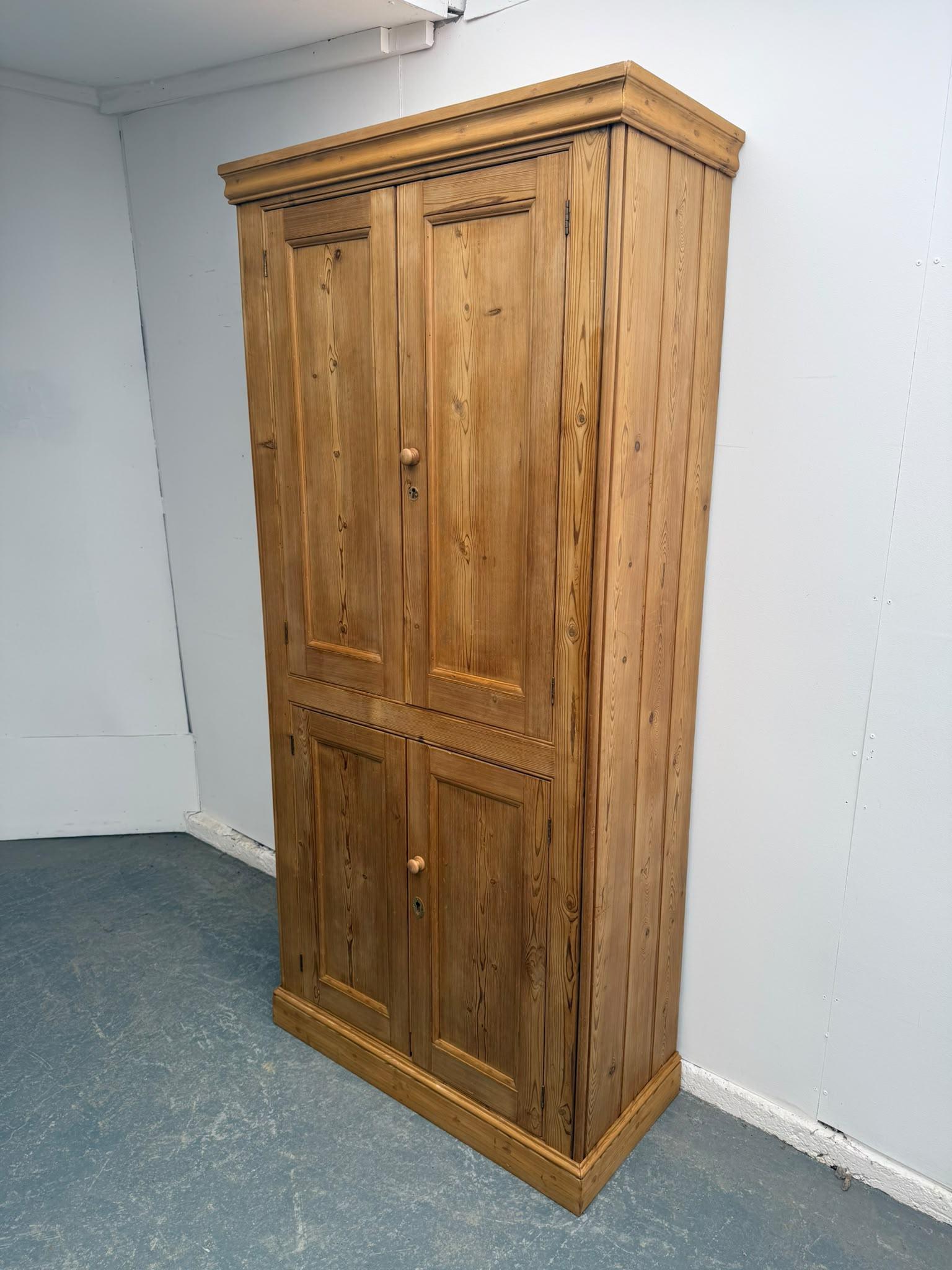 A Rare Victorian Antique / Old Pine 4 Door Narrow Waxed Storage Cupboard (1 of 9) A Rare Victorian Antique / Old Pine 4 Door Narrow Waxed Storage Cupboard (1 of 9)