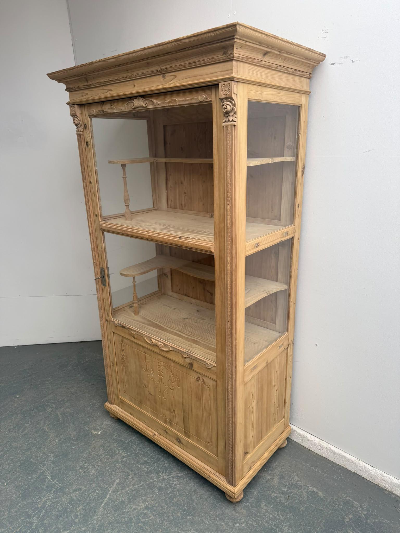 Fabulous Victorian Antique Pine Glazed Display Cabinet to wax / paint (1 of 8) Fabulous Victorian Antique Pine Glazed Display Cabinet to wax / paint (1 of 8)