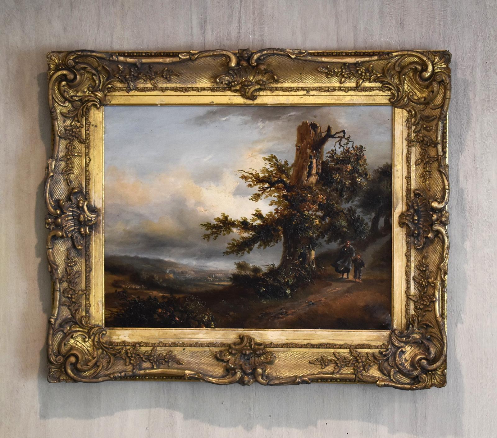 French Landscape Oil Painting by Alphonse Robert 1807-1885 (1 of 6)