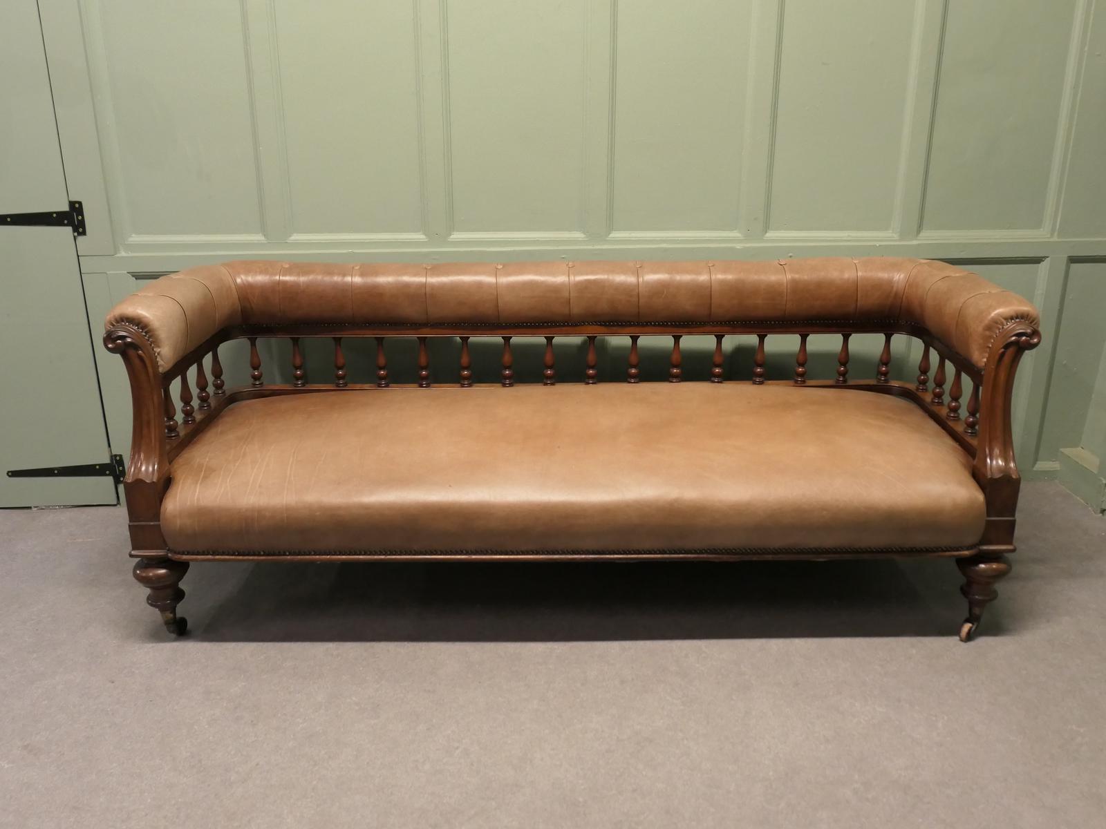 Victorian Open Arm Long Chaise in Leather (1 of 6) Victorian Open Arm Long Chaise in Leather (1 of 6)