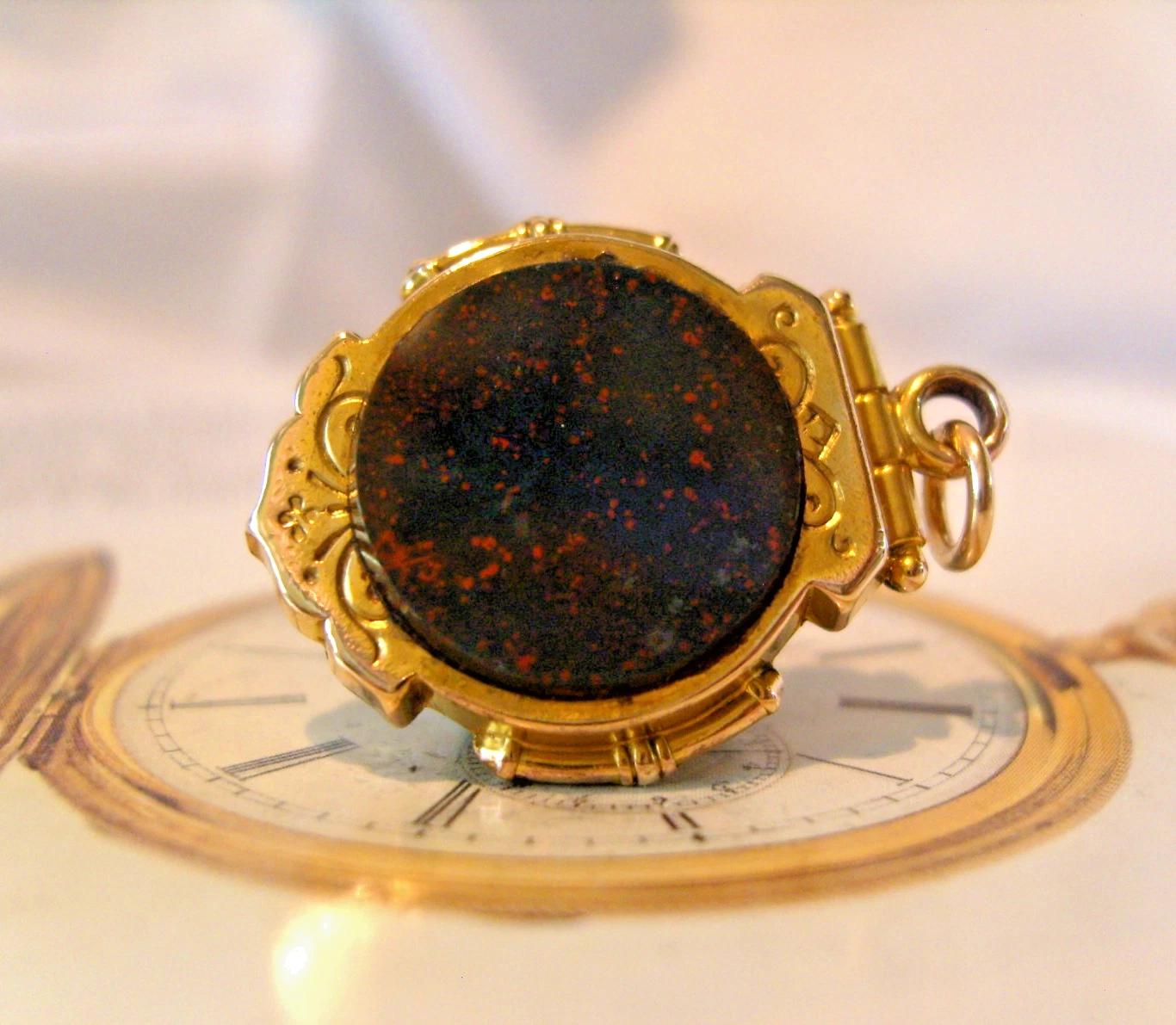 Pocket Watch Chain Fob 10ct Gold Filled Large Victorian Bloodstone Fob (1 of 11) Pocket Watch Chain Fob 10ct Gold Filled Large Victorian Bloodstone Fob (1 of 11)