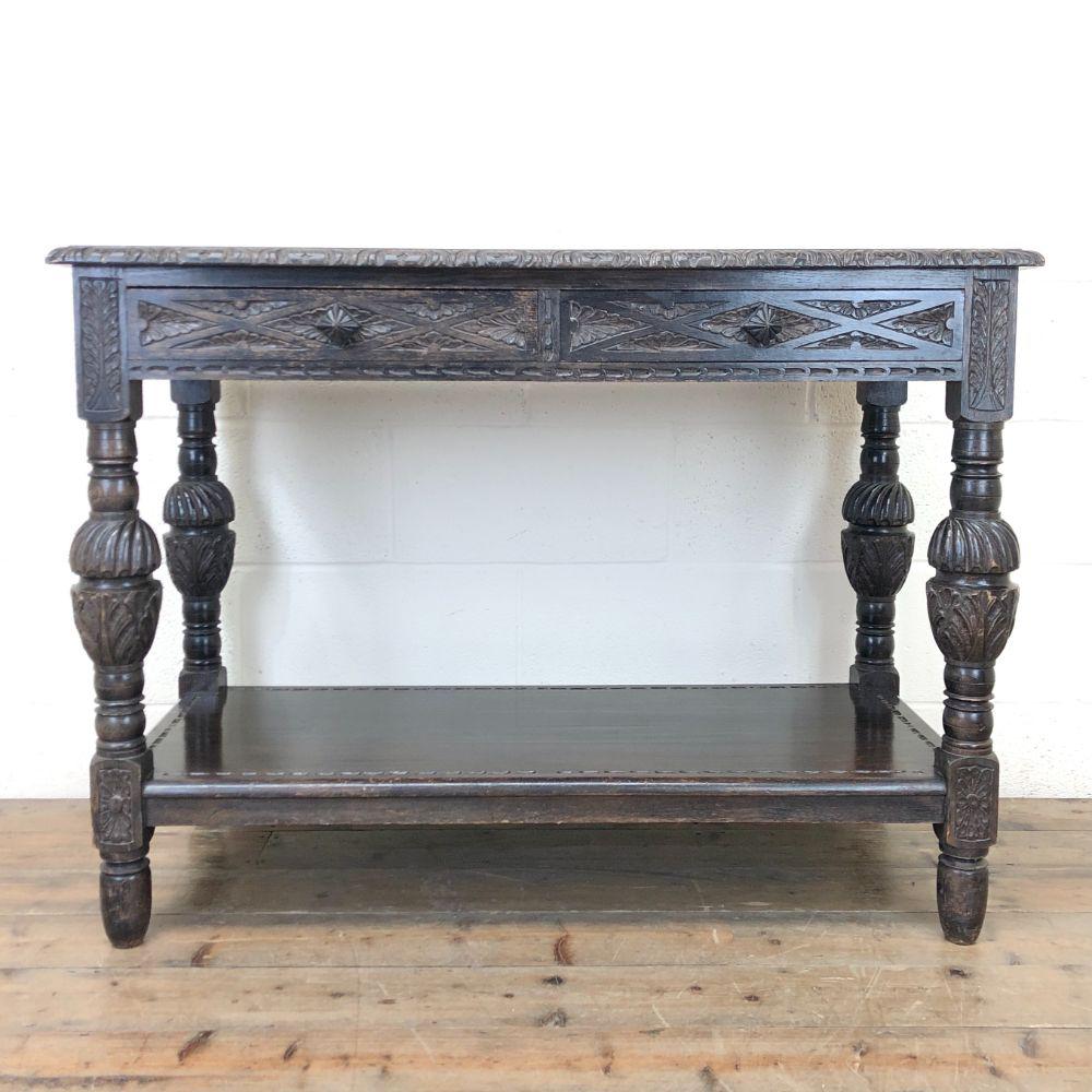 Victorian Carved Oak Two-tier Table (1 of 8) Victorian Carved Oak Two-tier Table (1 of 8)