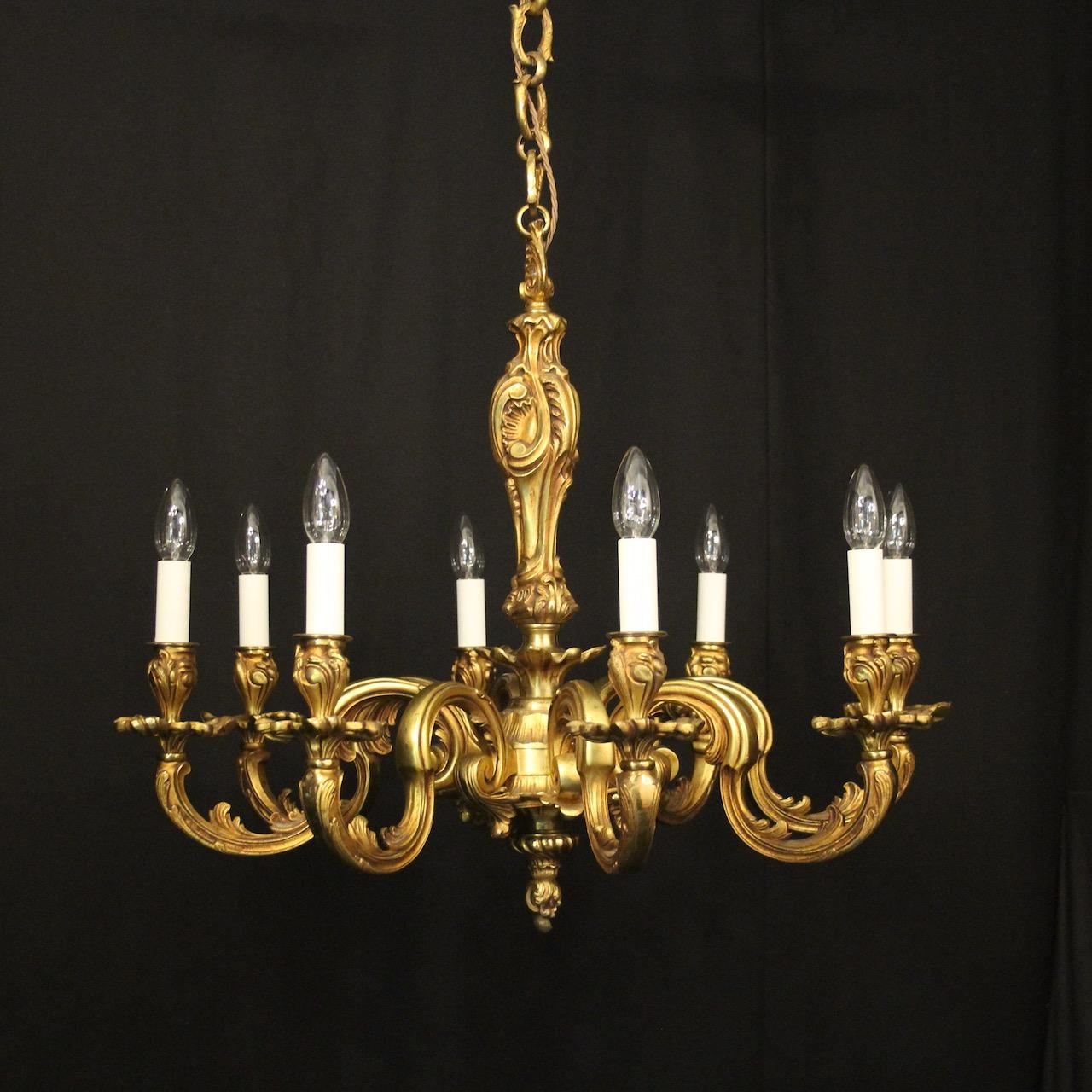 French Gilded Bronze 8 Light Antique Chandelier (1 of 10)