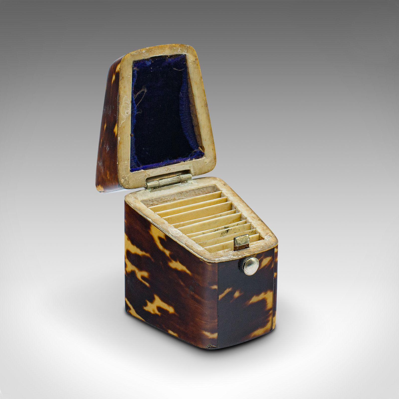 Small Antique Lady's Stamp Box, English, Faux Tortoiseshell Case, Edwardian (1 of 9)