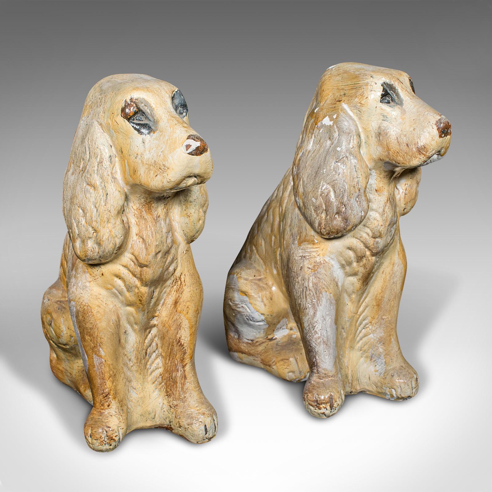 Pair of Antique Cocker Spaniel Figures, English, Plaster, Doorstops, Edwardian (1 of 12)