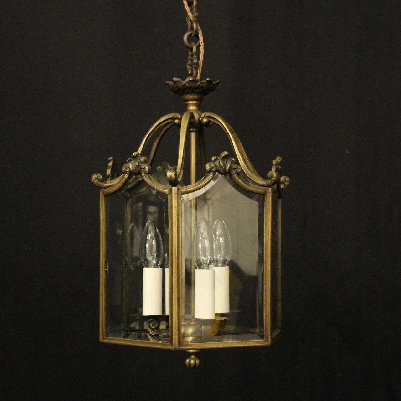 French Gilded Bronze Triple Light Hall Lantern (1 of 10)