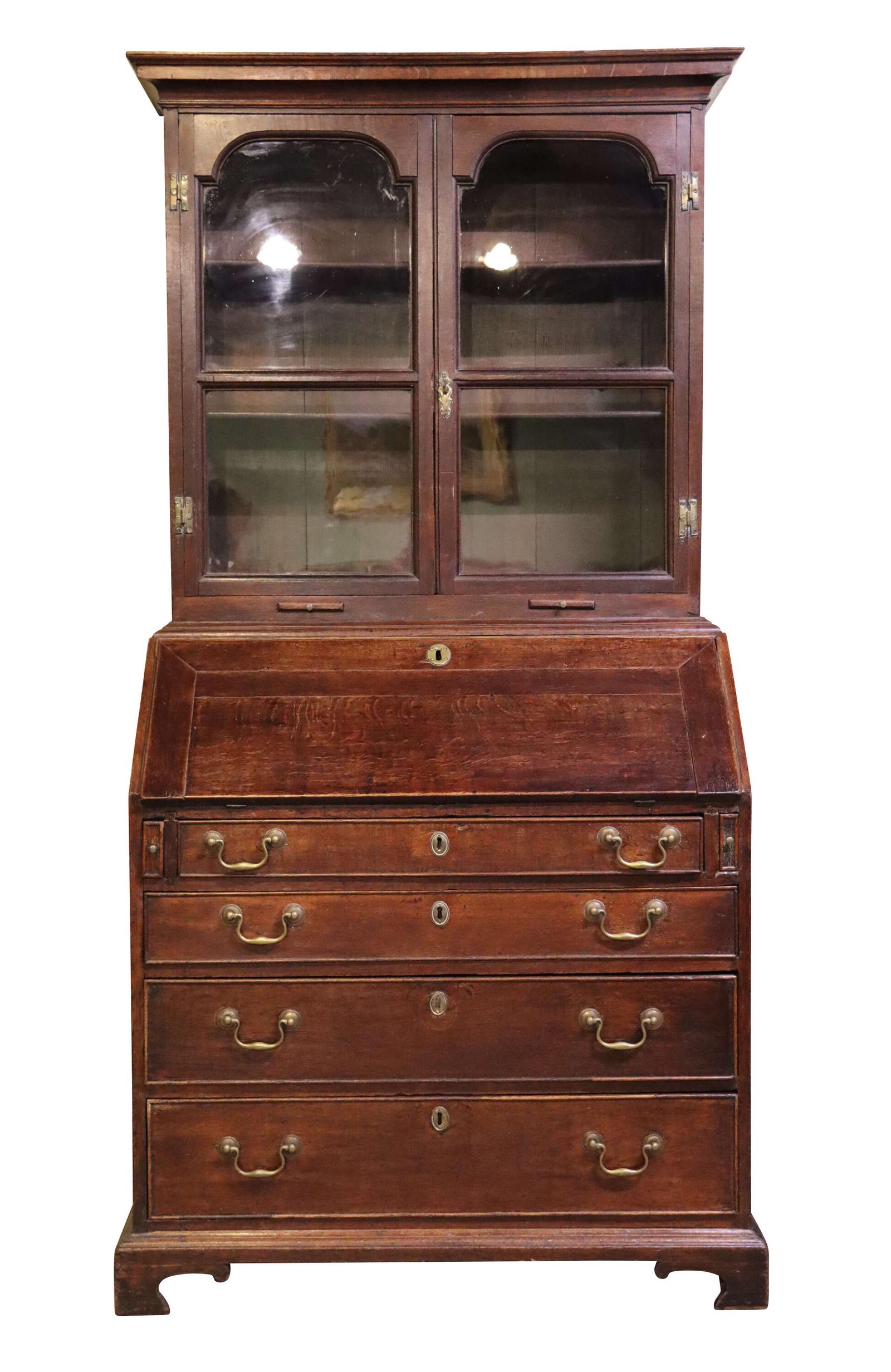 George II Oak Bureau Bookcase (1 of 6)