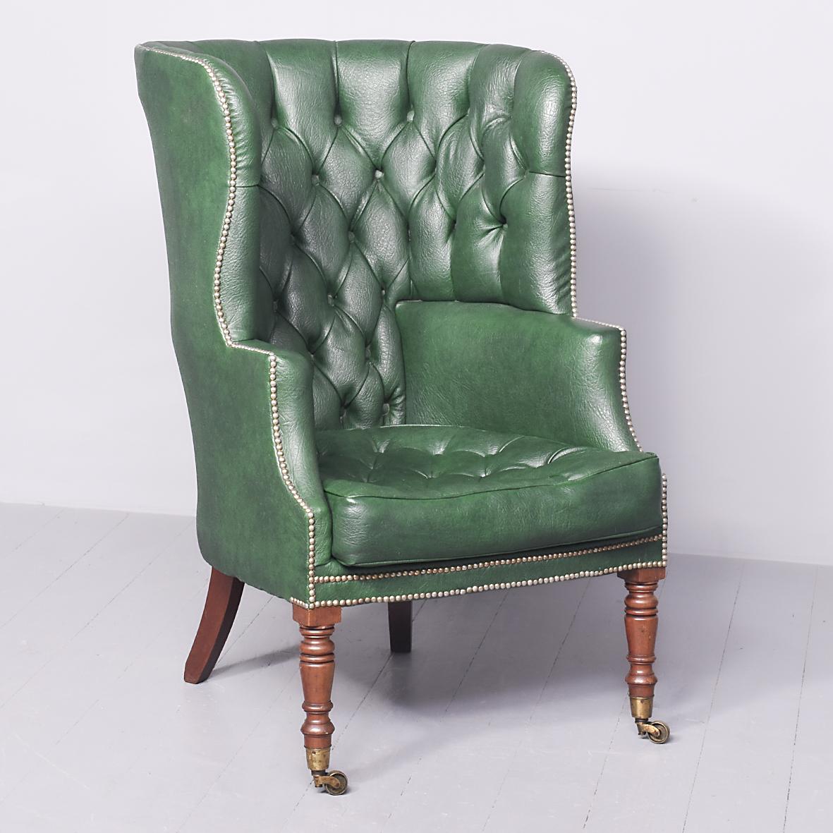 Attractive George III Button-back Mahogany Wing Chair (1 of 7)