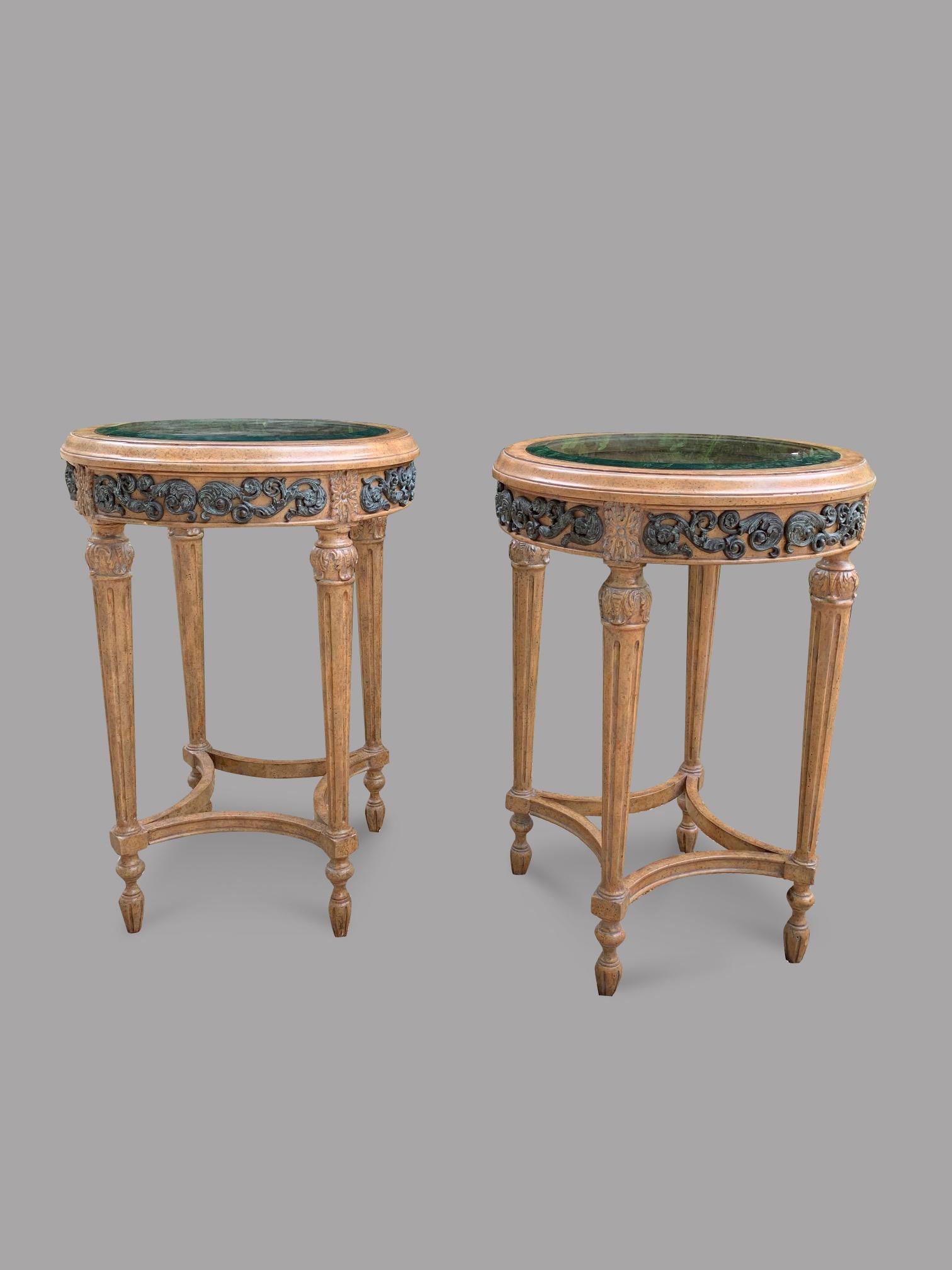 Pair of Maitland Smith (Philippines) French Style Circular Glass Topped Tables (1 of 4) Pair of Maitland Smith (Philippines) French Style Circular Glass Topped Tables (1 of 4)