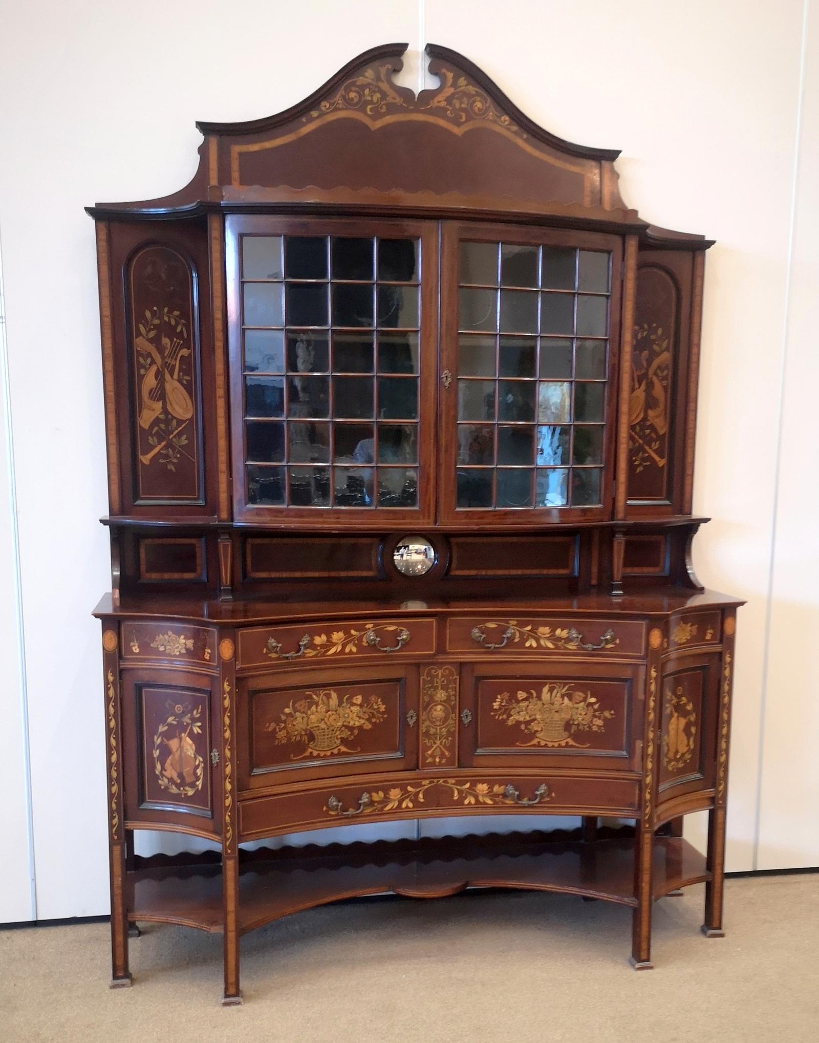 Large Victorian Mahogany and Marquetry Display Cabinet (1 of 24)