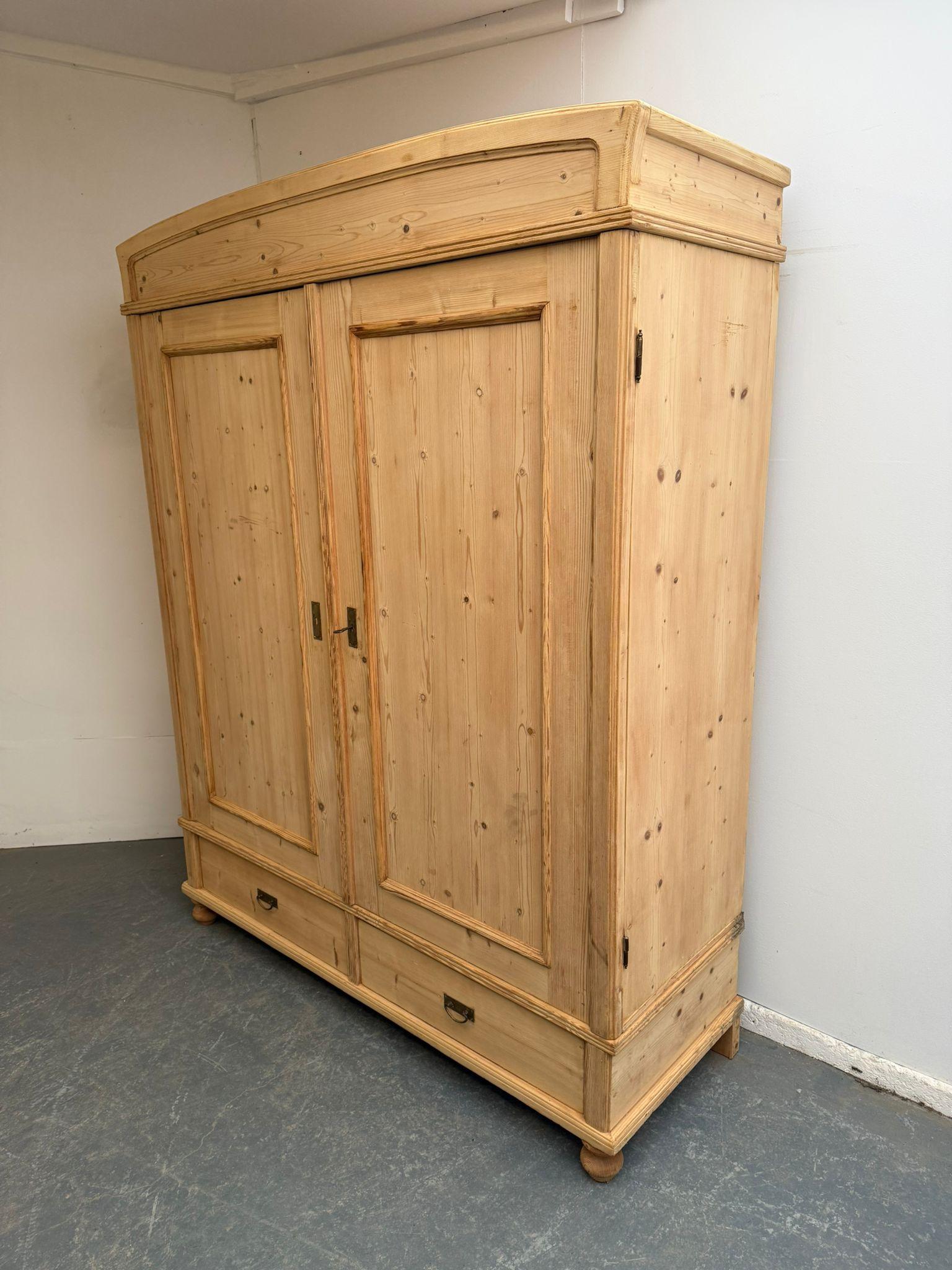 A Cute Victorian Antique Old Pine Shelved Knockdown Wardrobe to Wax/paint (1 of 11)