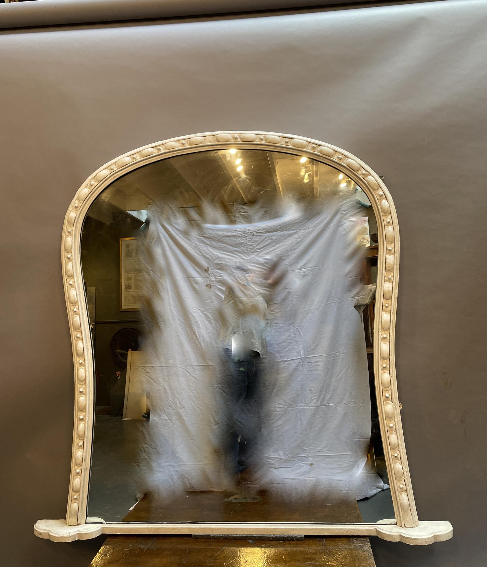 Large 19th Century Painted Overmantle Mirror (1 of 9)