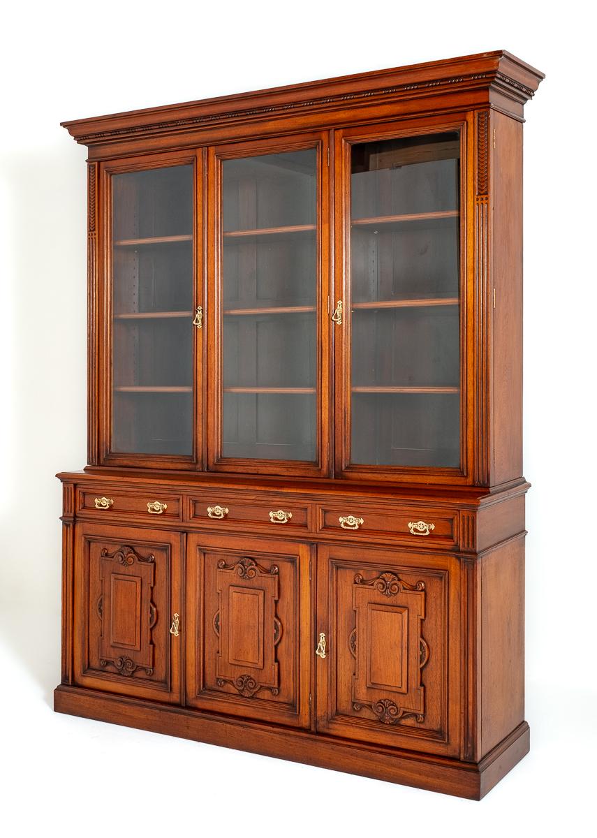 Victorian Walnut 3 Door Glazed Bookcase (1 of 10)