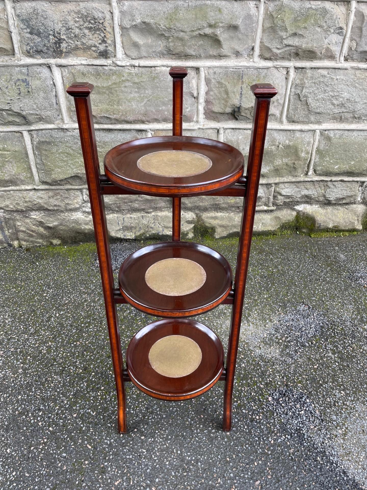 Antique Inlaid Mahogany 3 Tier Cake Stand (1 of 8) Antique Inlaid Mahogany 3 Tier Cake Stand (1 of 8)