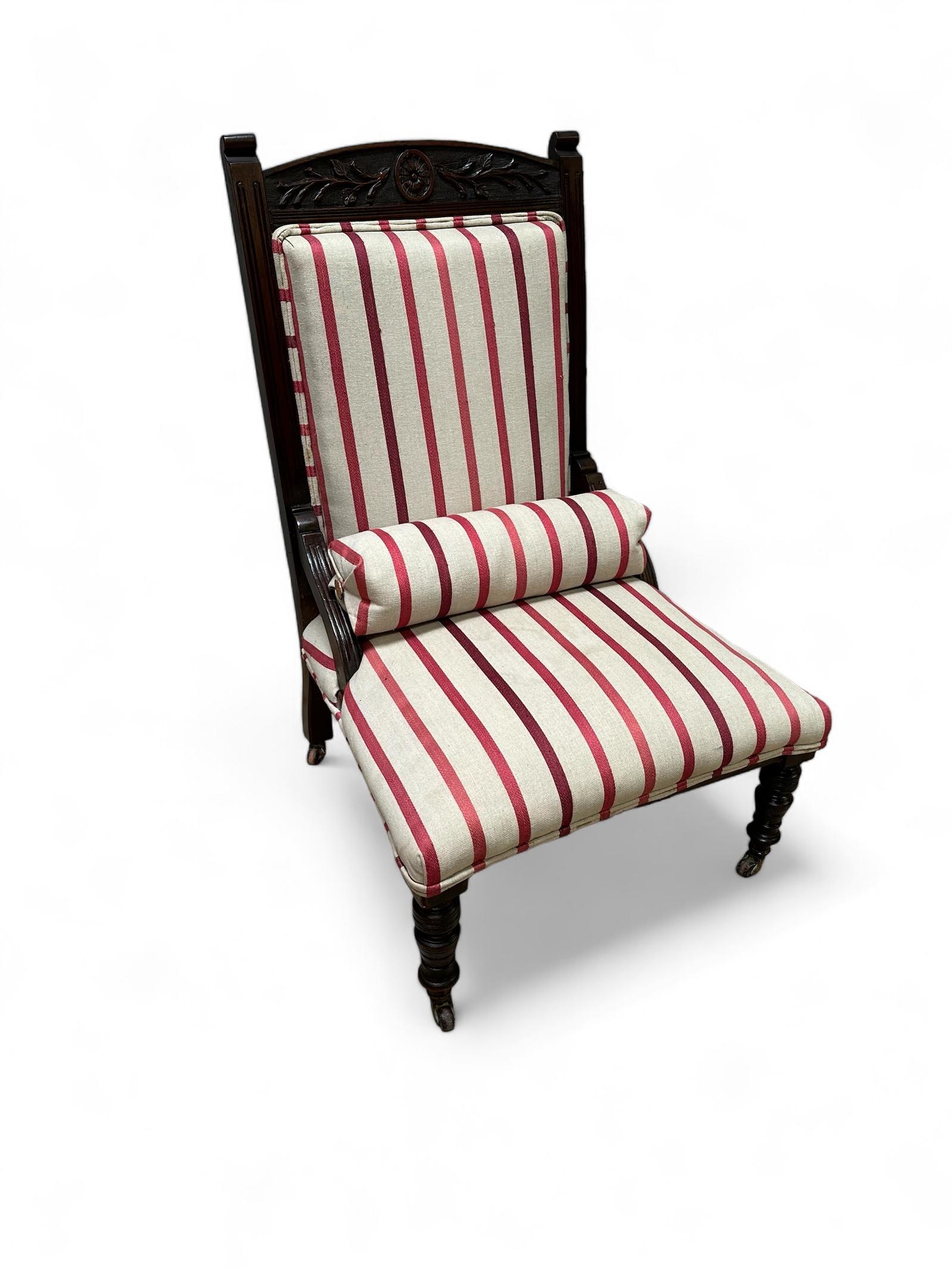 Antique Edwardian Slipper Chair / Solid Oak Wood / Early 20th Century (1 of 10)