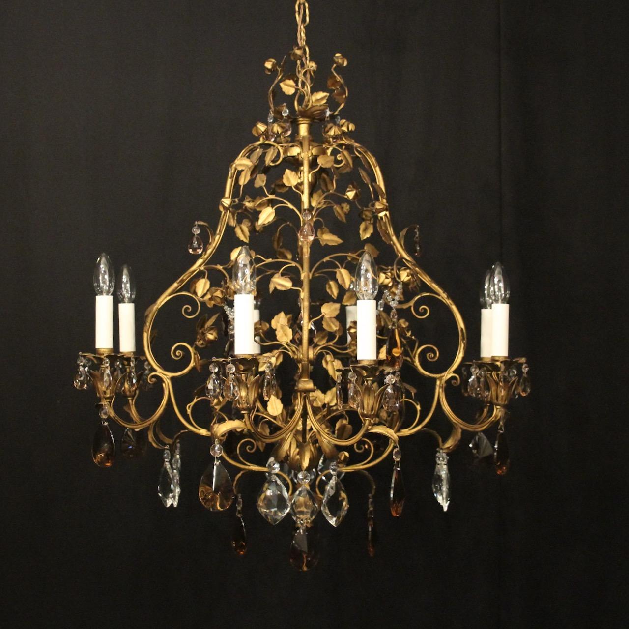 French Toleware & Crystal 8 Light Chandelier (1 of 10) French Toleware & Crystal 8 Light Chandelier (1 of 10)