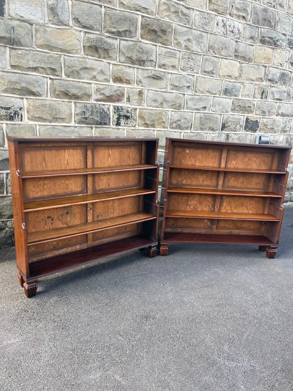 Pair Antique Mahogany Waterfall Open Bookshelves (1 of 16)