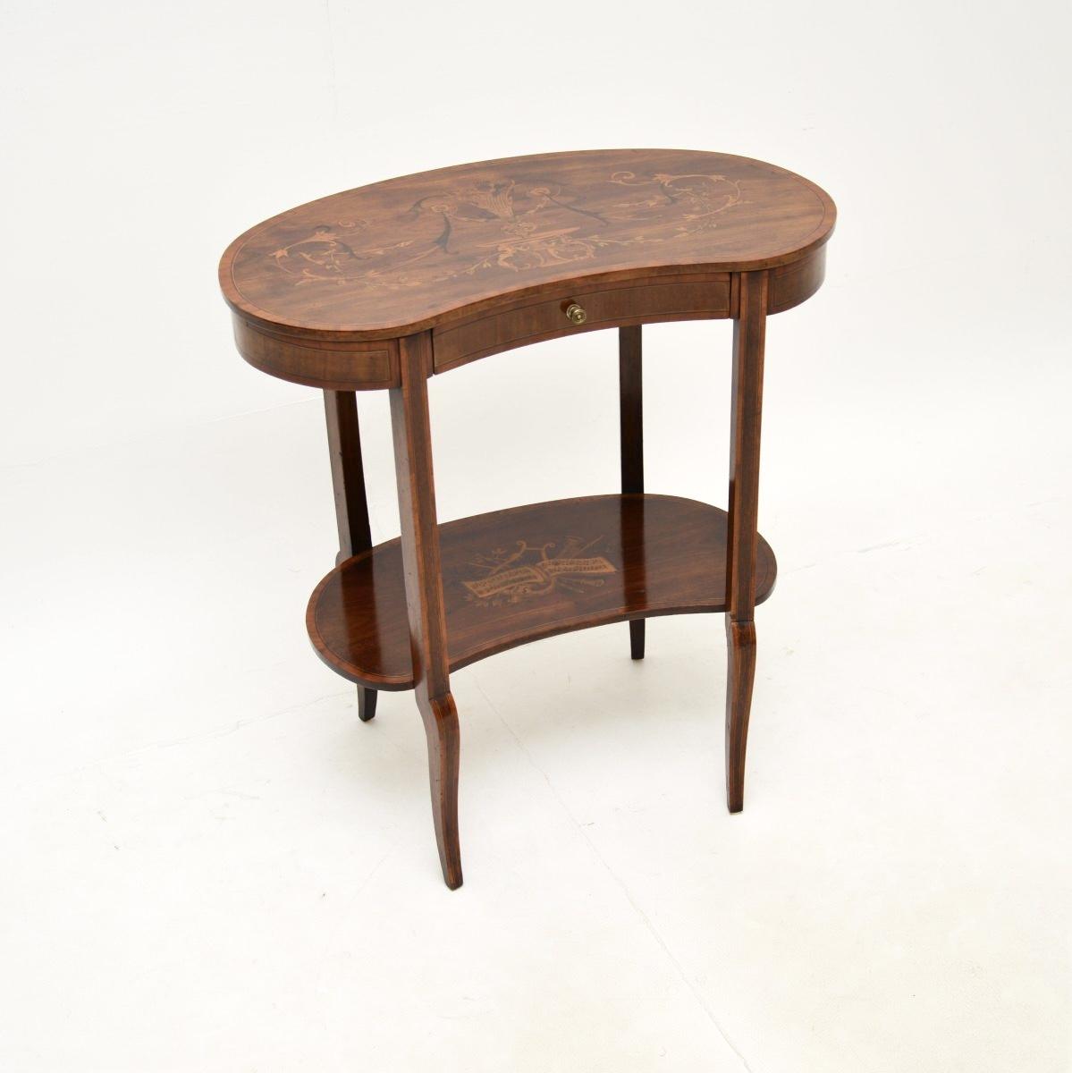 Antique Edwardian Inlaid Marquetry Kidney Side Table (1 of 12) Antique Edwardian Inlaid Marquetry Kidney Side Table (1 of 12)
