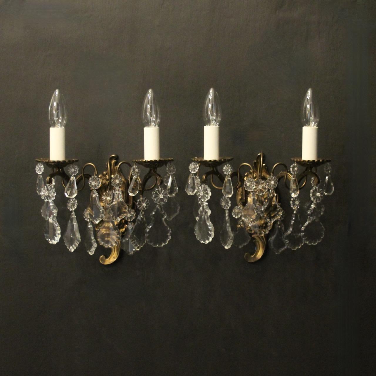 French Gilded Twin Arm Antique Wall Lights (1 of 10)