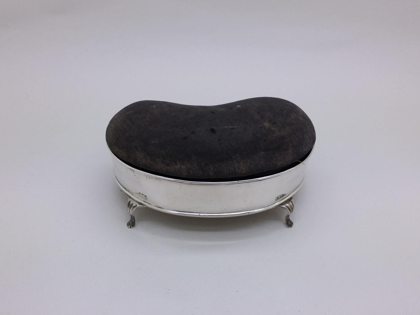 George V 1910 Sterling Silver Kidney Pin Cushion Jewellery Box Hallmarked Birmingham (1 of 13)