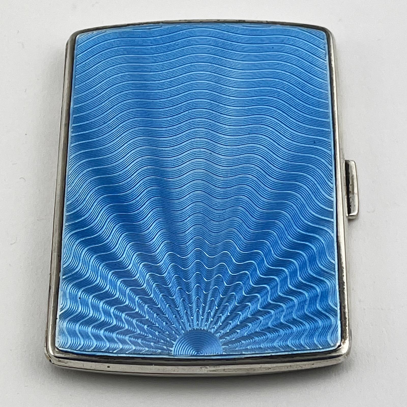 Art Deco Style Silver and Blue Enamel Cigarette Case (1 of 6) Art Deco Style Silver and Blue Enamel Cigarette Case (1 of 6)
