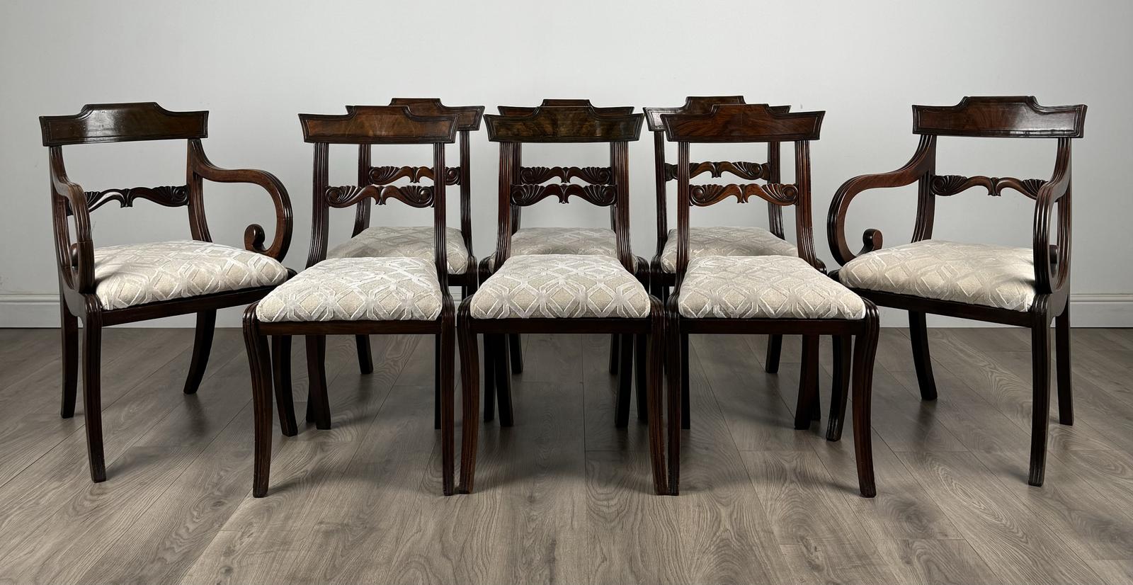 Antique Early 19th Century Set of 8 Regency Dining Chairs in Mahogany (1 of 10)