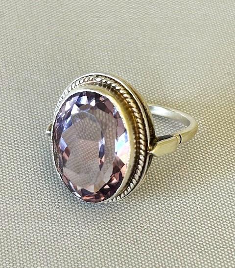 Art Deco 'rose de France' Silver & Amethyst Dress Ring (1 of 5)