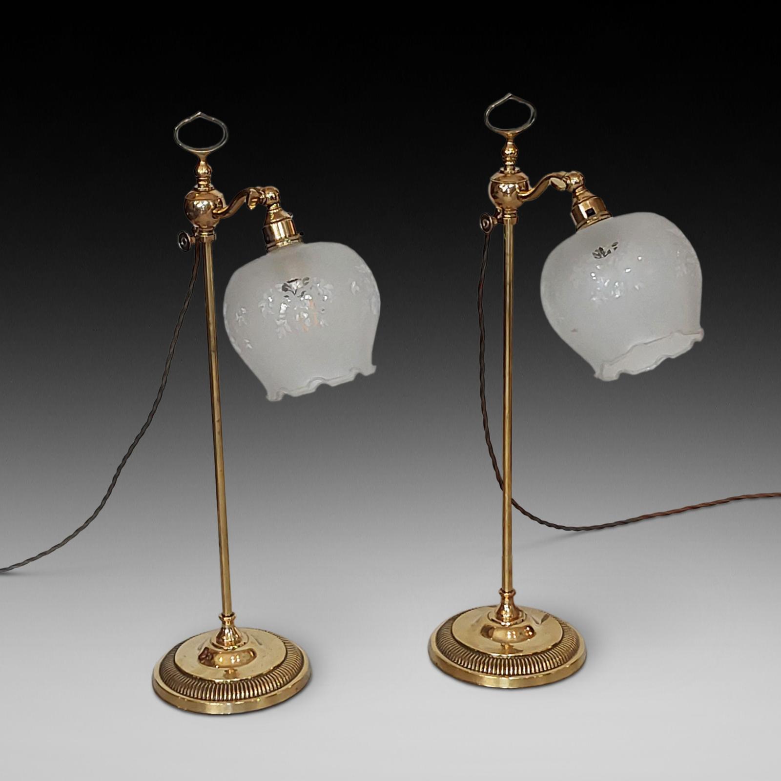 Pair of Edwardian Adjustable Brass Table Lamps (1 of 4) Pair of Edwardian Adjustable Brass Table Lamps (1 of 4)