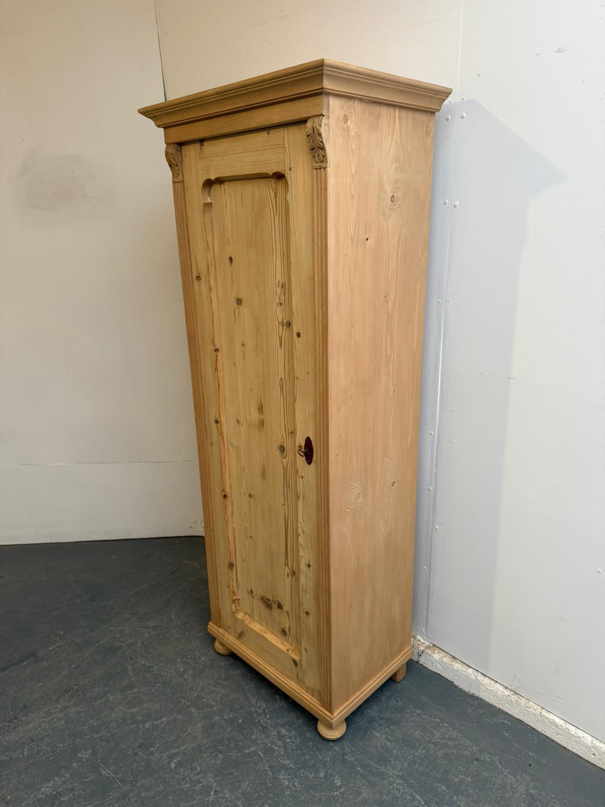 Really Pretty Antique Pine Tall Storage Cupboard to wax / paint (1 of 8)
