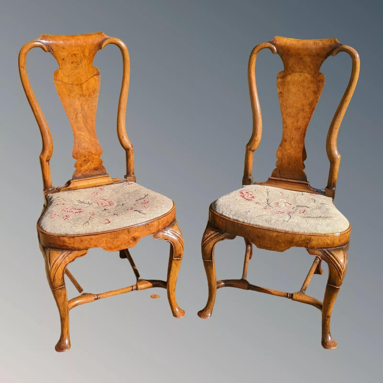Fine Pair of Queen Anne Walnut Chairs by Charles Tozer (1 of 12)