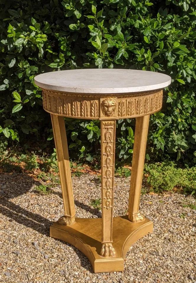 Early 20th Century Regency Style Giltwood Marble Top Circular Table (1 of 8)