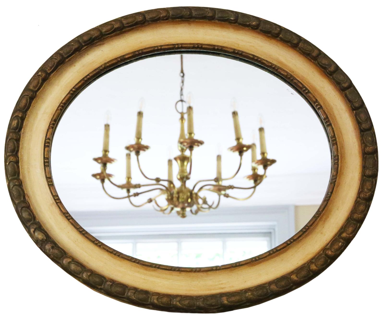 Antique Quality Oval Gilt & Cream Overmantle Wall Mirror 19th Century (1 of 4)