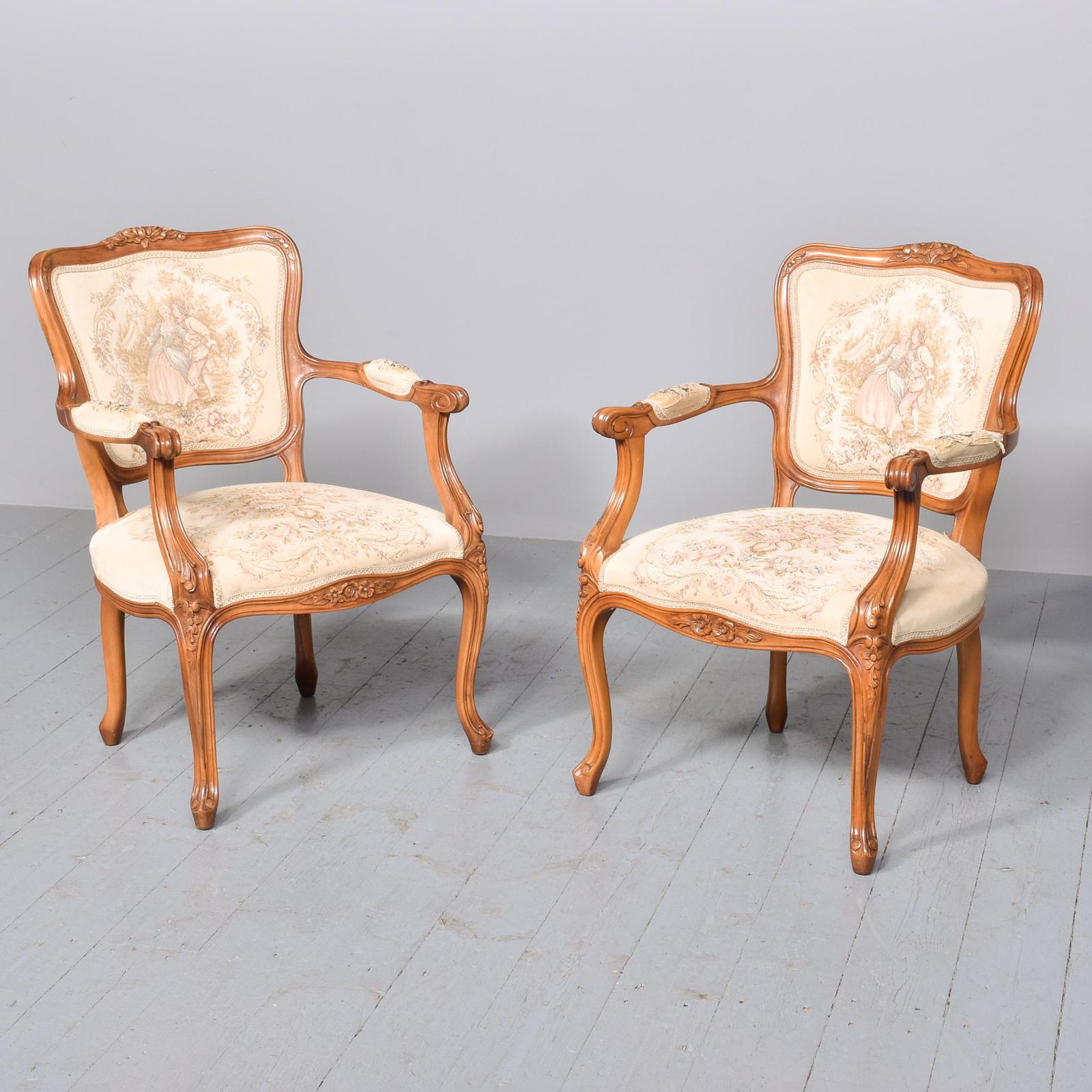 Pair of Louis XV Style Open Armchairs Fauteuils (1 of 10)