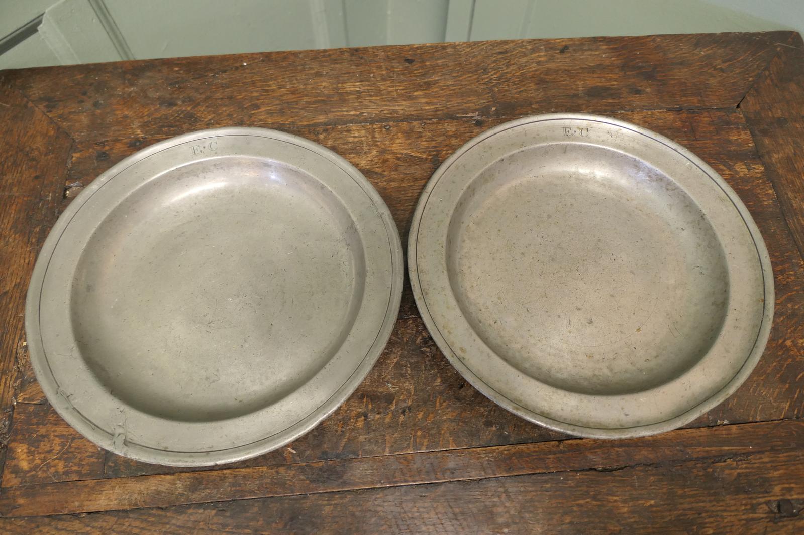 2 Very Large Thomas Alderson Pewter Chargers (1 of 6)