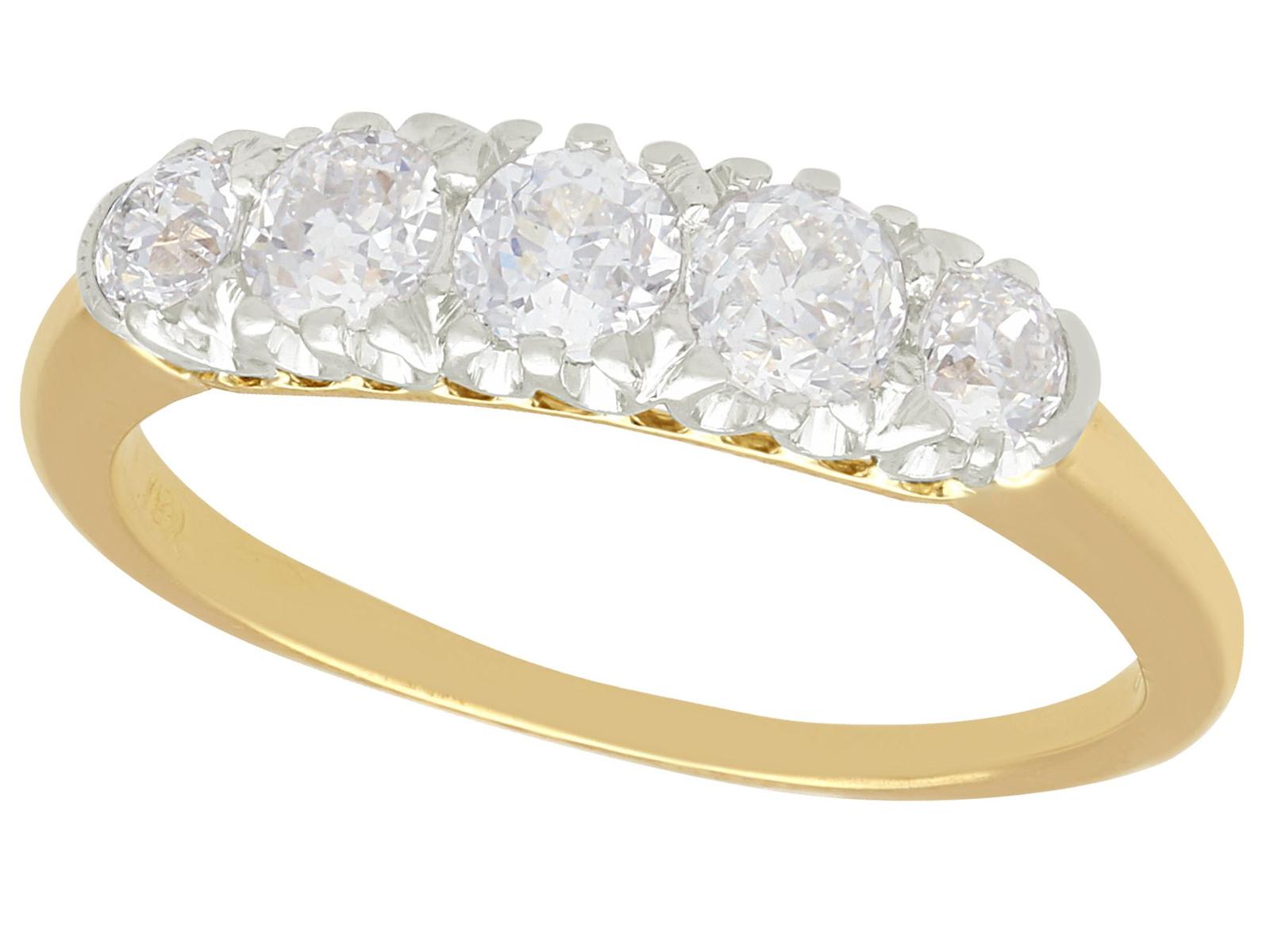 0.90ct Diamond & 18ct Yellow Gold Dress Ring c.1930 (1 of 9)