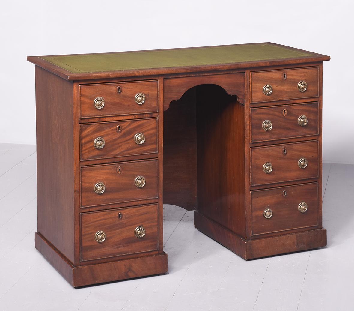Neat Size Late Victorian Mahogany Knee Hole Desk (1 of 10) Neat Size Late Victorian Mahogany Knee Hole Desk (1 of 10)