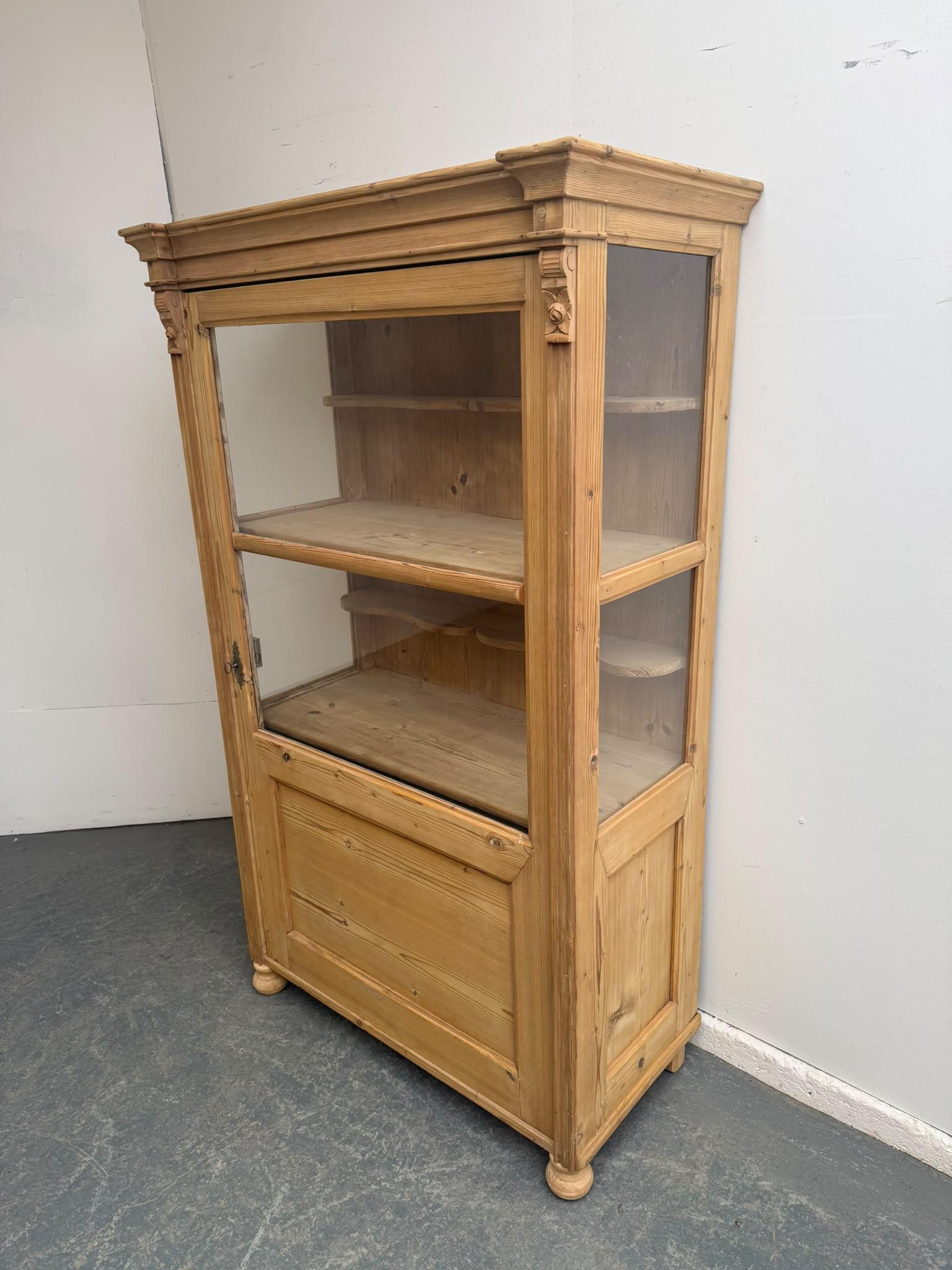 Superb Victorian Antique Pine Glazed Flat Display Cabinet to wax / paint (1 of 10) Superb Victorian Antique Pine Glazed Flat Display Cabinet to wax / paint (1 of 10)