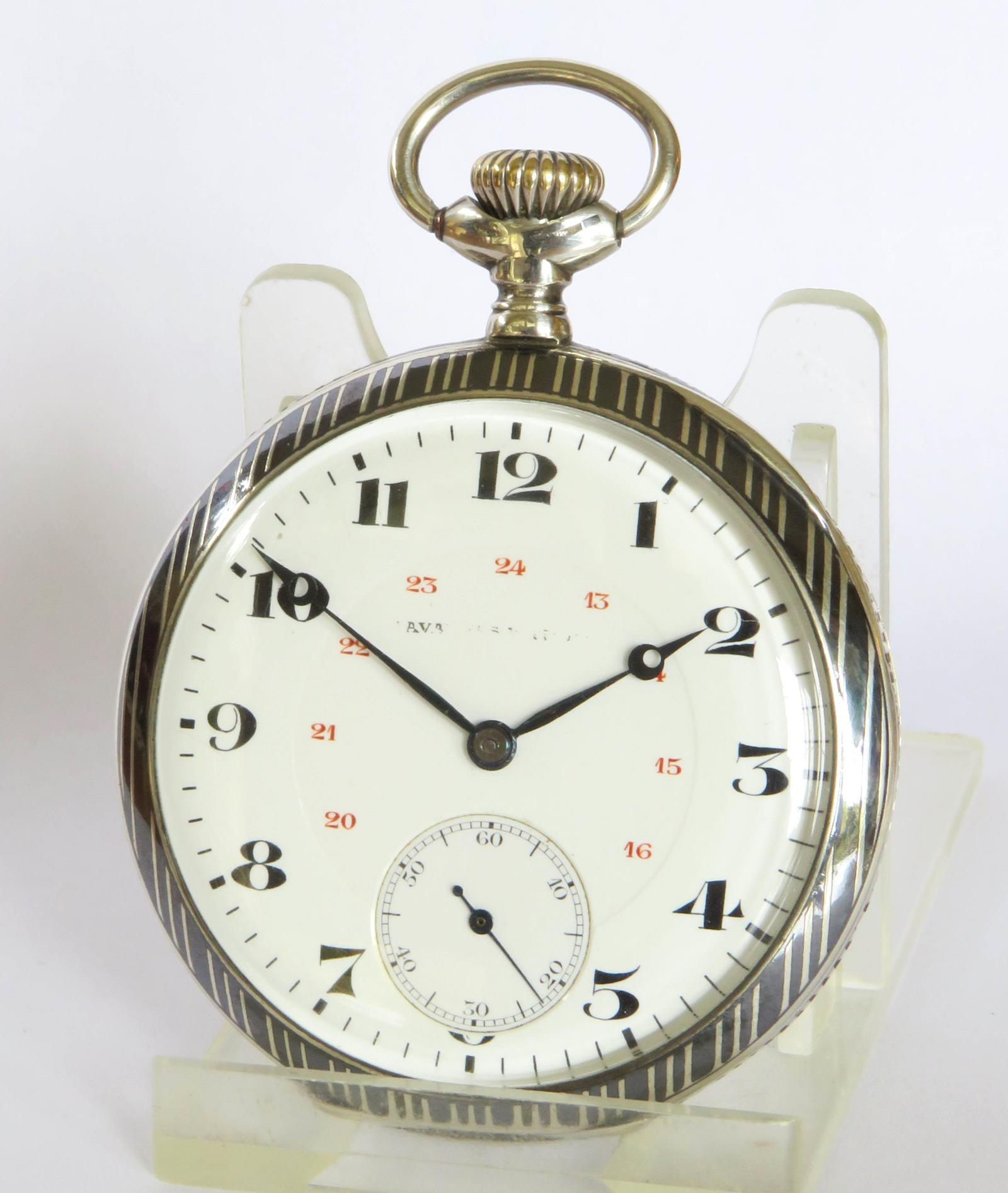 Pocket Watch: Antique Tavannes Silver Niello Pocket Watch (1 of 5)