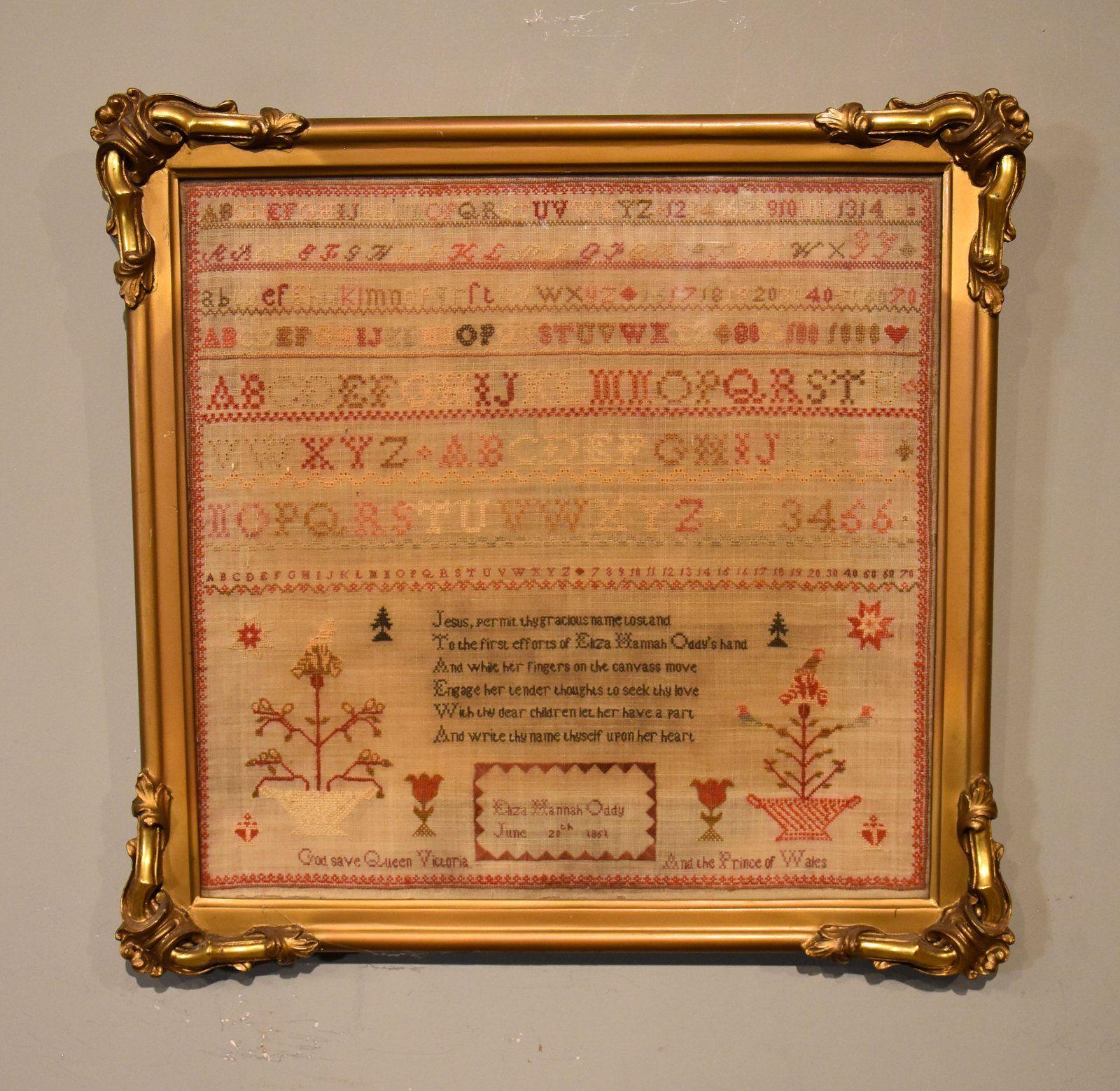 19th Century Framed Sampler by Eliza Hanna Oddy (1 of 5)