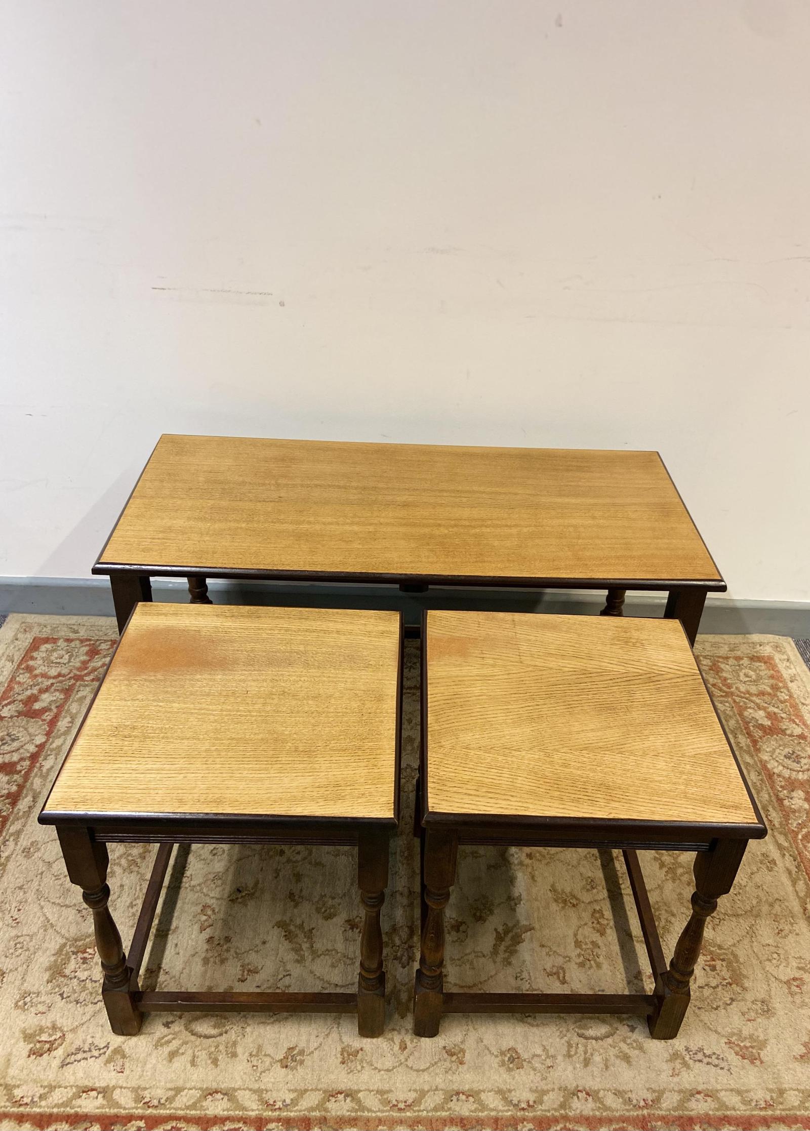 Antique Style Large Wooden Coffee Nest of Tables - Made in England c.1970 (1 of 10)