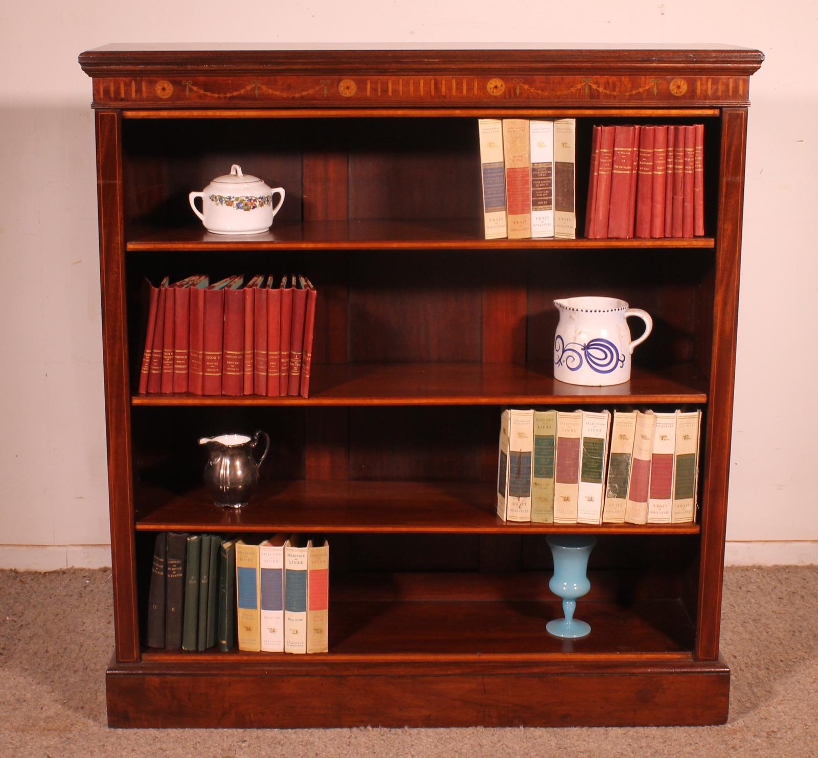 Open Bookcase in Mahogany with Inlays - 19th Century (1 of 12) Open Bookcase in Mahogany with Inlays - 19th Century (1 of 12)
